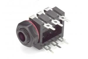 Horizontal 3-Conductor 1/4 In Jack, Solder Tabs, PCB Mount